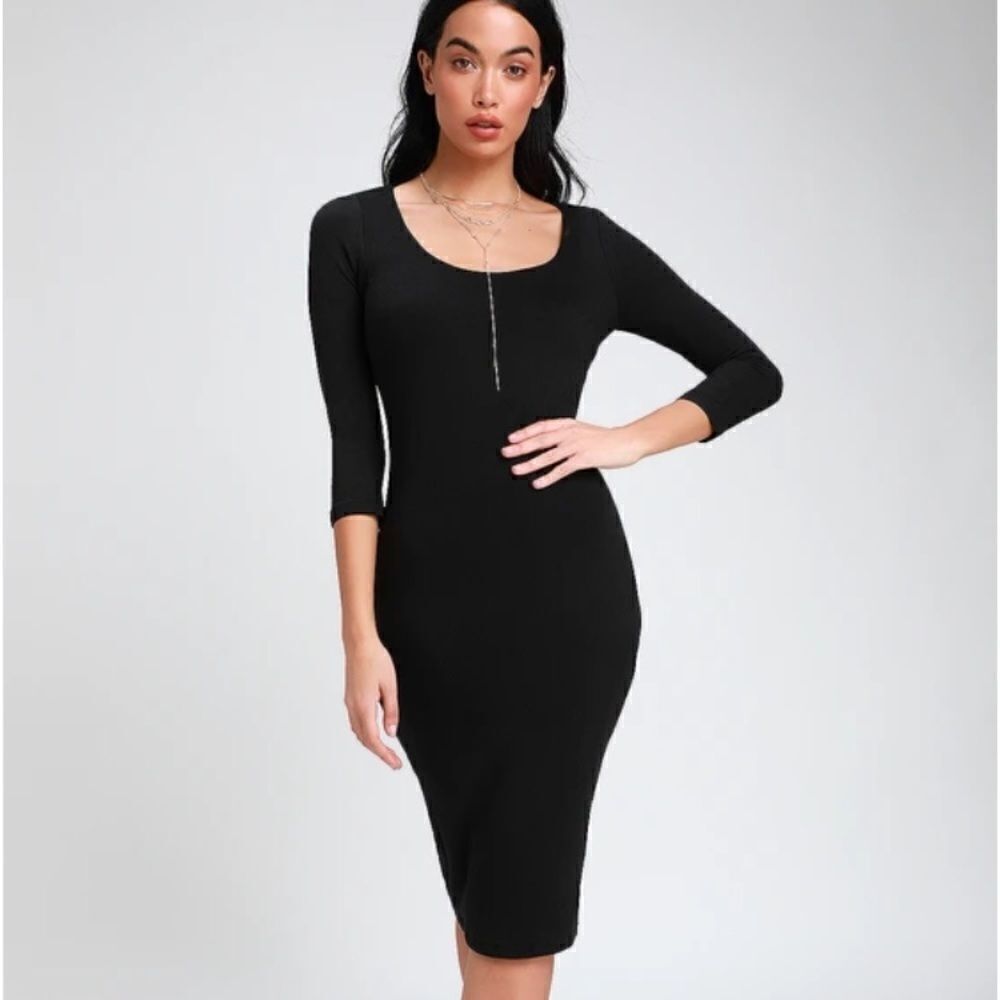 Lulus Black Bodycon Midi Dress